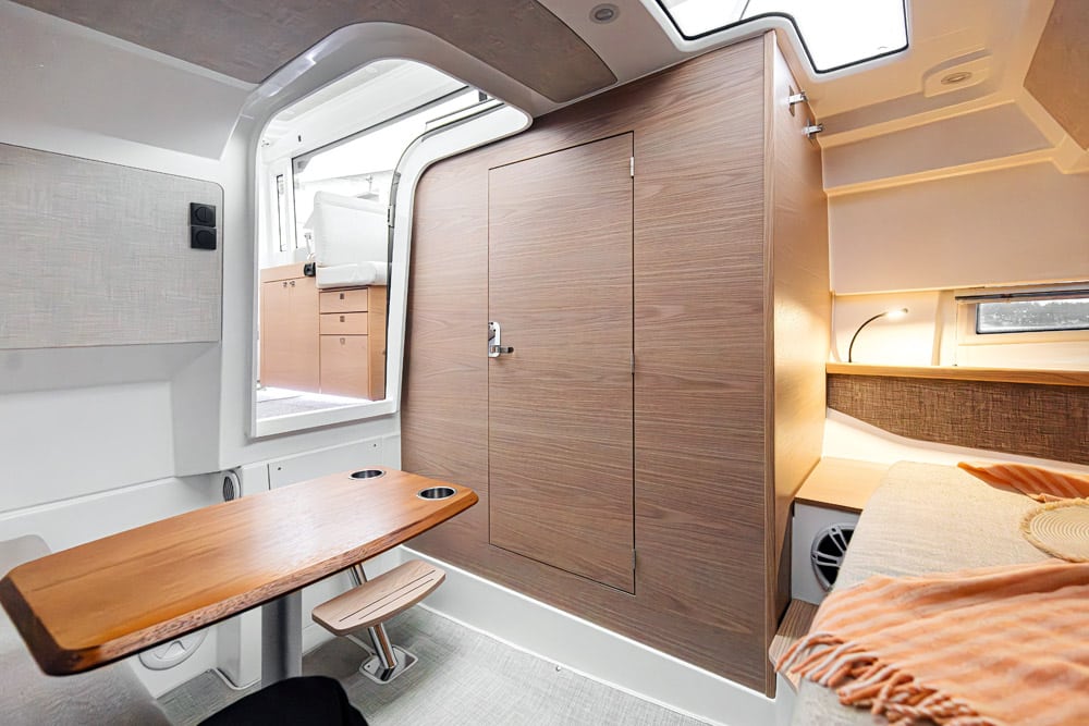 Quarken 35 Cabin. There is full standing headroom for most people.