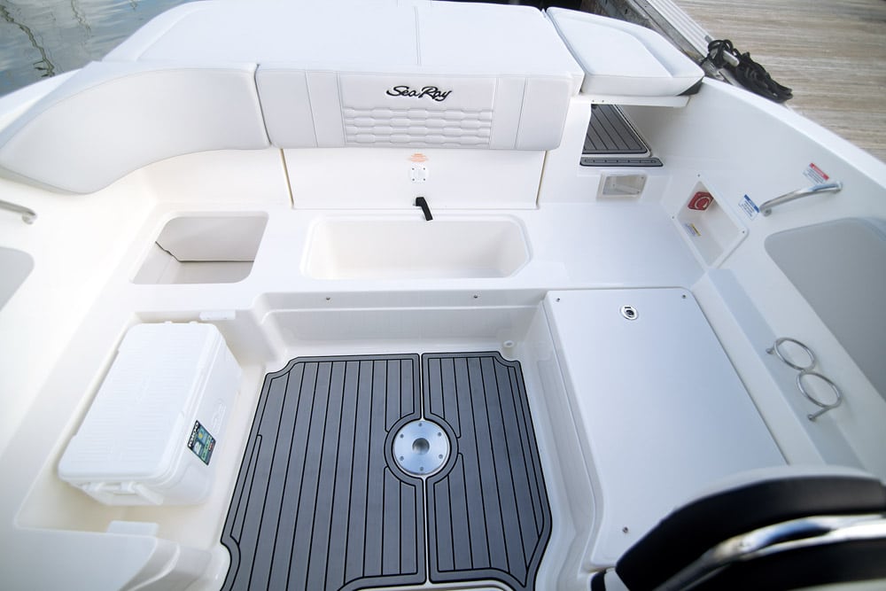 Sea Ray - With the seating removed, you have access to quite a bit of storage and the cool box.
