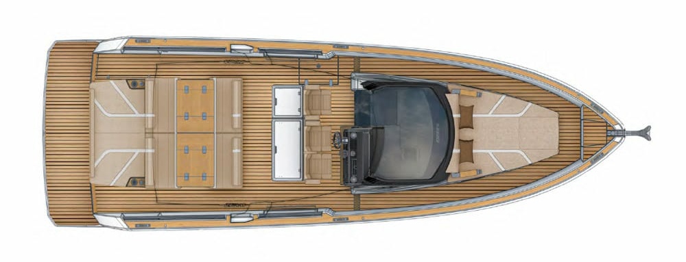 Fjord 39 XL - Fjord 39 XP Optional full-deck layout that most will choose.