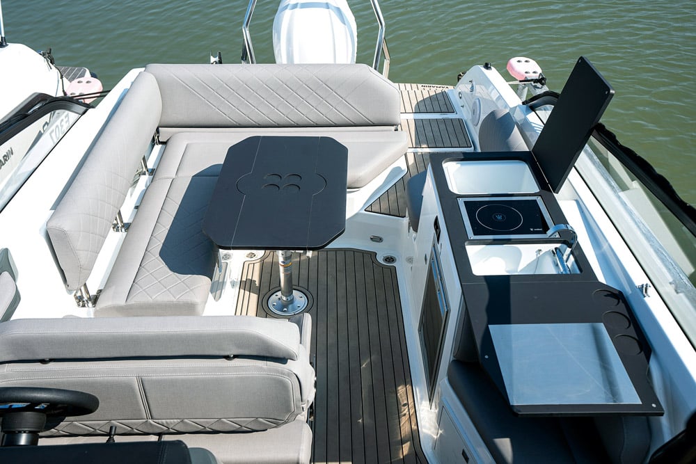 Yamarin 80 DC Drop-in table provides dining for four.