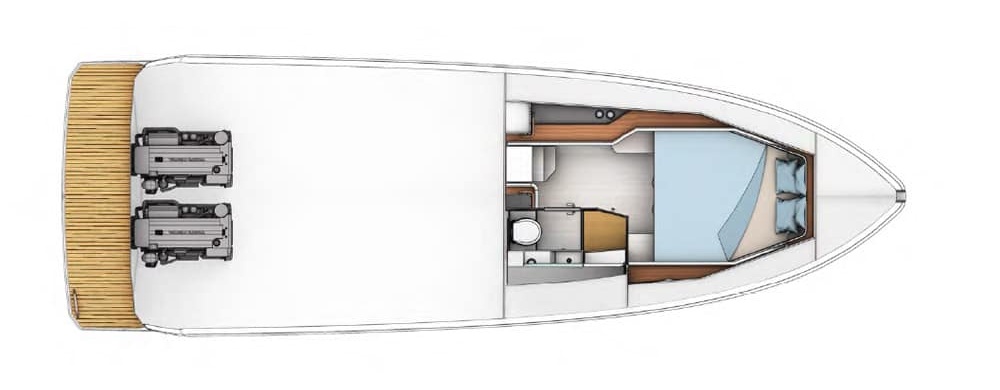 Fjord 39 XL - Fjord 39 XP Below, the layout is one reasonably spacious double cabin.