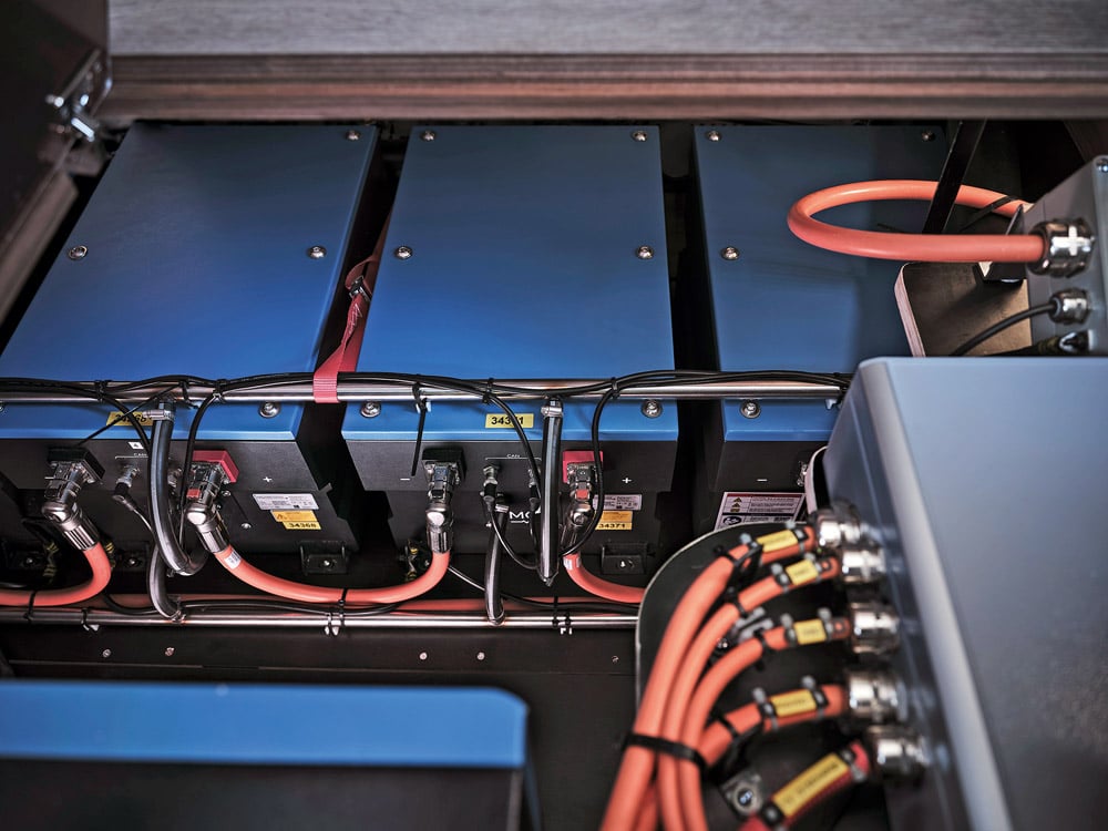 Battery bank situated mid ships giving excellent weight distribution.