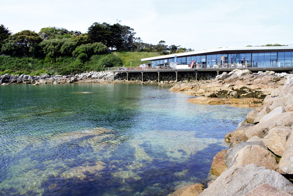 Cafe overlooking bay