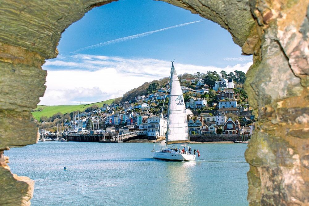 Dartmouth, River Dart. I spy Kingswear through the gun ports of Bayard`s castle.