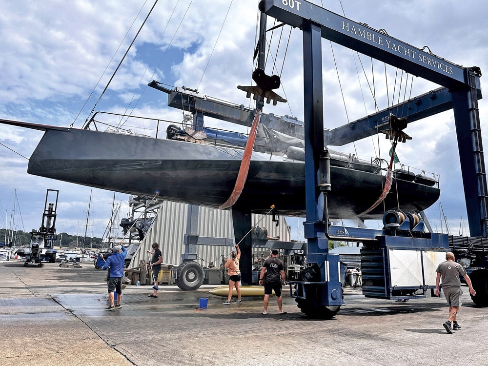 The Swedish team preparing their 52ft yacht for the 2023 Fastnet