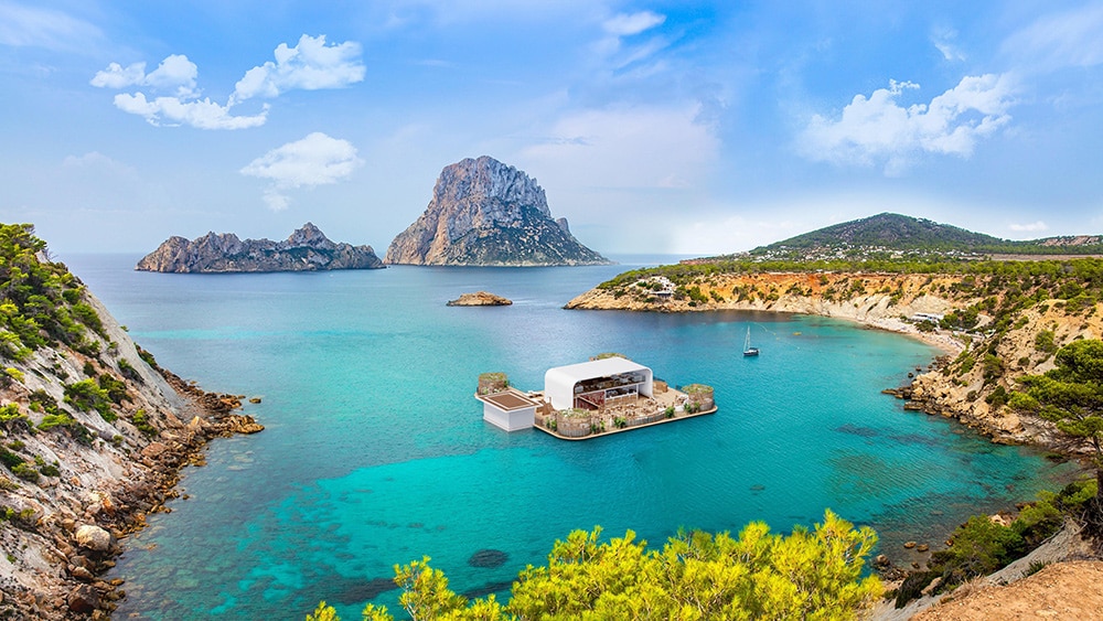 Oceaya view Ibiza. Meyer floating solutions. Floating stage
