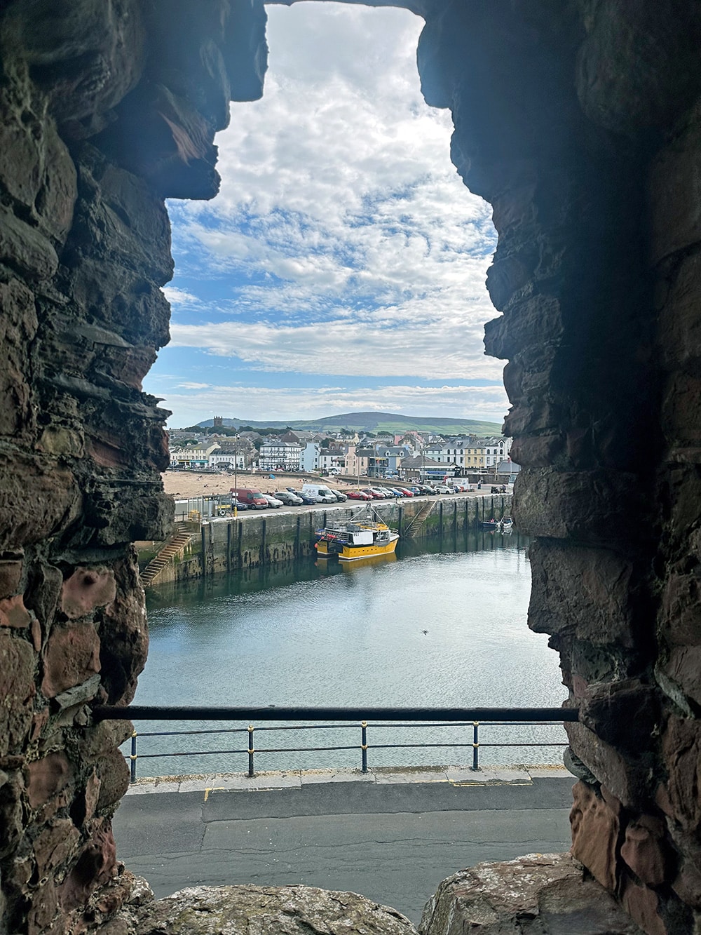 The view of Peel from within the castle.