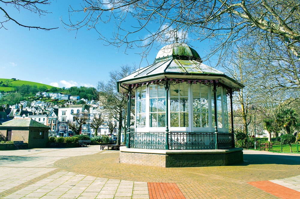 Dartmouth, River Dart. The bandstand in Royal Avenue Gardens has concerts through the year.