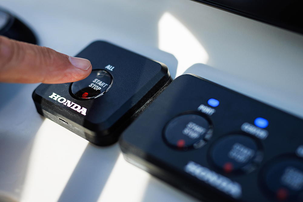 close up to Push button start/stop button